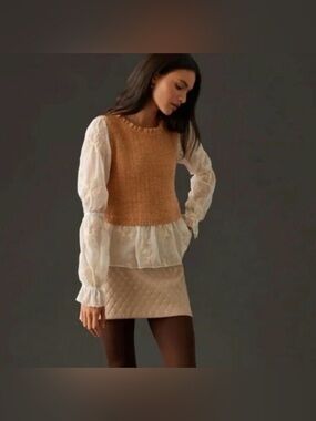 NWT Anthropologie Ruffle Twofer Sweater Blouse